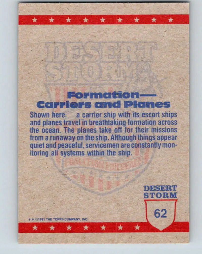 1991 Topps Desert Storm #62A Moving In Stock Image Ãâ Regular Error or Misprint May Ship NonSport Trading Card
