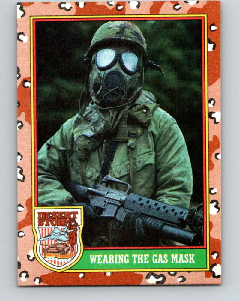 1991 Topps Desert Storm #76A Wearing the Gas Mask Stock Image Ãâ Regular Error or Misprint May Ship NonSport Trading