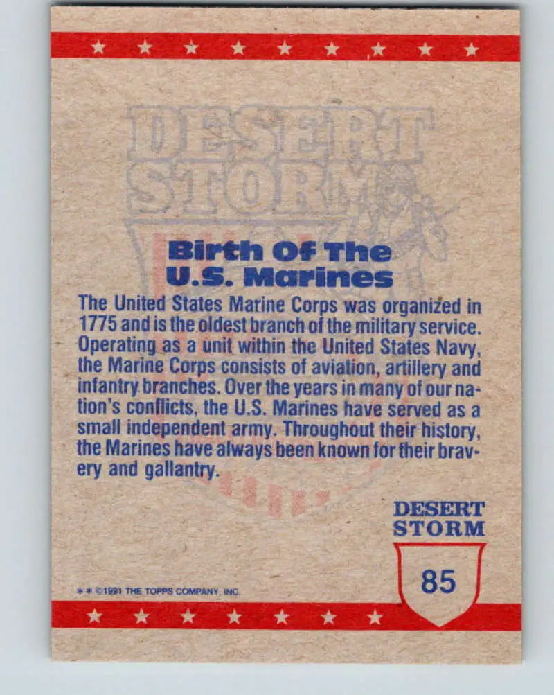 1991 Topps Desert Storm #85A A Quiet Moment Stock Image Ãâ Regular Error or Misprint May Ship NonSport Trading Card