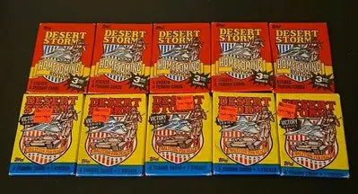 1991 Topps Desert Storm Packs Lot Of 10 8 Cards Per Pack And 1 Sticker Per Pack - Non-Sports Card Box