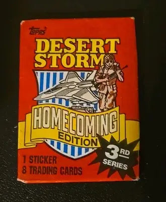 1991 Topps Desert Storm Packs Lot Of 10 8 Cards Per Pack And 1 Sticker Per Pack - Non-Sports Card Box
