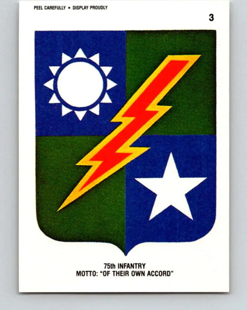 1991 Topps Desert Storm Stickers #3 75th Infantry Motto Of Their Own Accord NonSport - Non-Sports Card Single