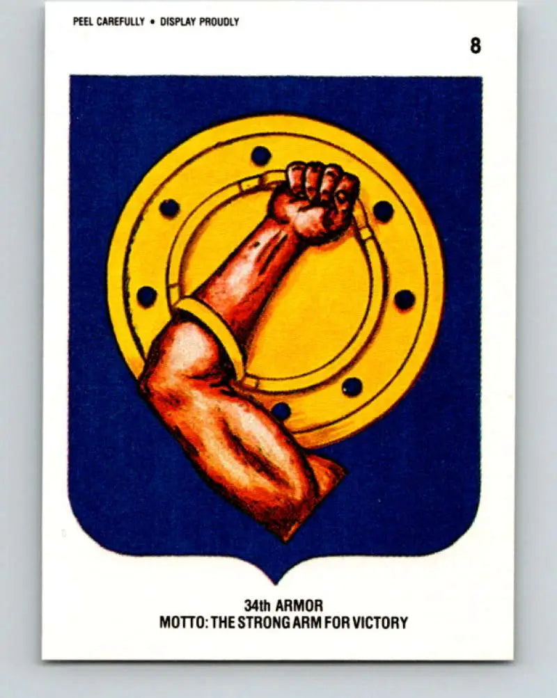 1991 Topps Desert Storm Stickers #8 34th Armor Motto The Strong Arm for Victory NonSport - Non-Sports Card Single
