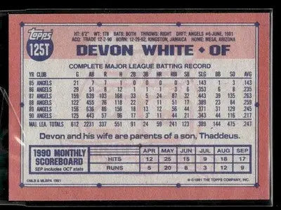 1991 Topps Traded Devon White #125T Gray Card Stock Blue Jays