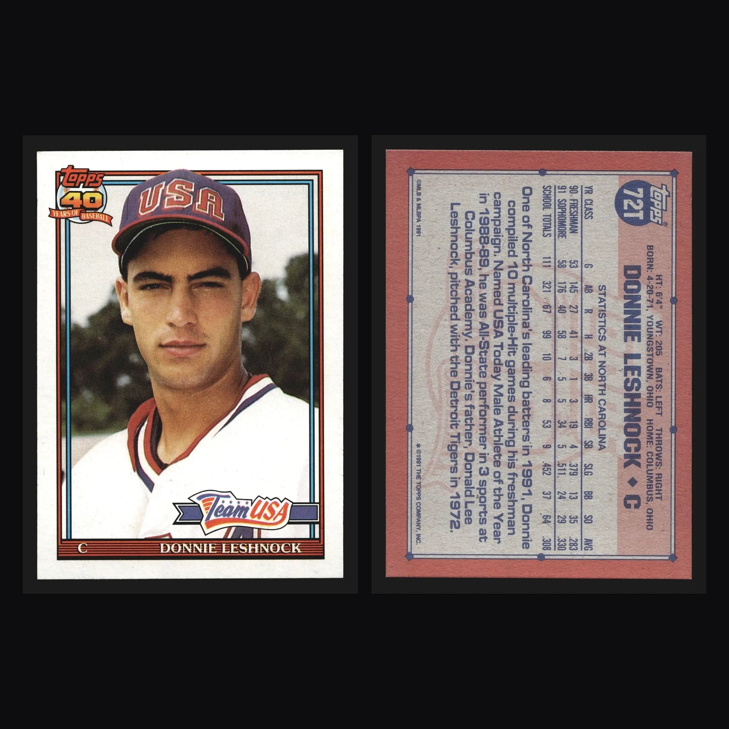1991 Topps Traded Donnie Leshnock #72T Team USA - Baseball Card Single