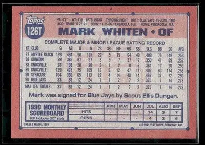 1991 Topps Traded Mark Whiten #126T Gray Card Stock Cleveland Indians