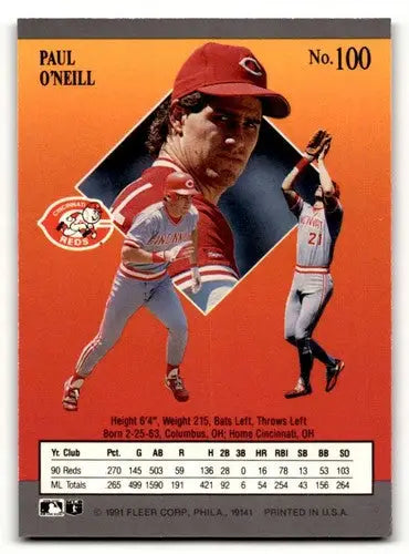 1991 Ultra #100 Paul O’Neill Cincinnati Reds Baseball Cards EX/NM ID:54009 - Baseball Card Single