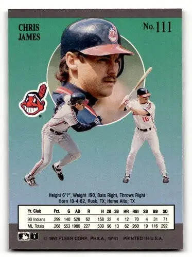 1991 Ultra #111b Chris James Cleveland Indians Baseball Cards EX/NM ID:53993 - Baseball Card Single