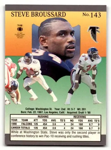 1991 Ultra Steve Broussard Atlanta Falcons football card in NM condition