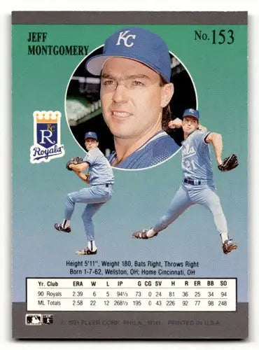 1991 Ultra #153 Jeff Montgomery Kansas City Royals Baseball Cards EX ID:54008 - Baseball Card Single