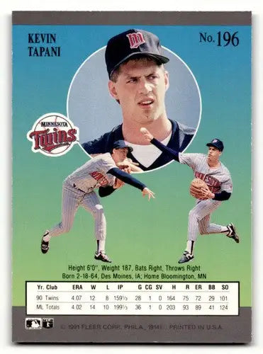 1991 Ultra #196 Kevin Tapani Minnesota Twins Baseball Cards EX/NM ID:54003 - Baseball Card Single