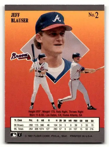 1991 Ultra #2 Jeff Blauser Atlanta Braves Baseball Cards EX/NM ID:54005 - Baseball Card Single