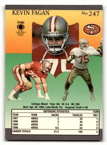 1991 Ultra #247 Kevin Fagan San Francisco 49ers Football Cards NM Ne ID:56560 - Football Card Single