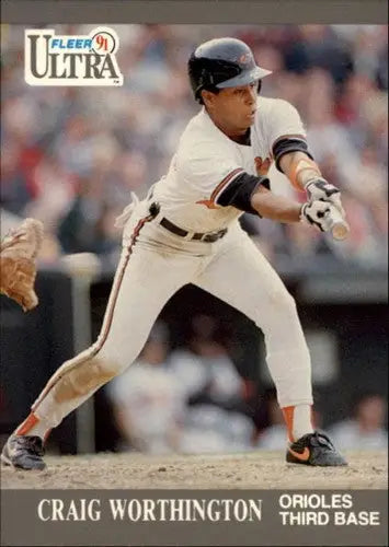 Craig Worthington baseball card from 1991 Ultra with original gloss, NM-MT condition