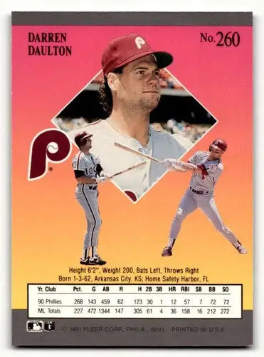 1991 Ultra #260 Darren Daulton Philadelphia Phillies Baseball Cards ID:54004 - Baseball Card Single