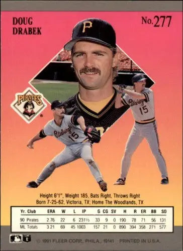 1991 Ultra #277 Doug Drabek NM-MT Pirates ID:12559 - Baseball Card Single