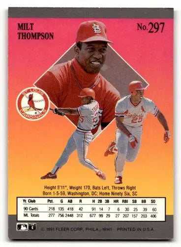 1991 Ultra #297 Milt Thompson St. Louis Cardinals Baseball Cards EX/ ID:59498 - Baseball Card Single