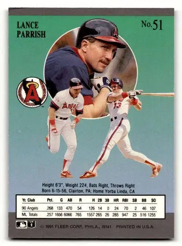 1991 Ultra #51 Lance Parrish California Angels Baseball Cards EX/NM ID:53991 - Baseball Card Single