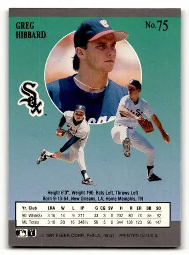 1991 Ultra #75 Greg Hibbard Chicago White Sox Baseball Cards EX/NM ID:53994 - Baseball Card Single