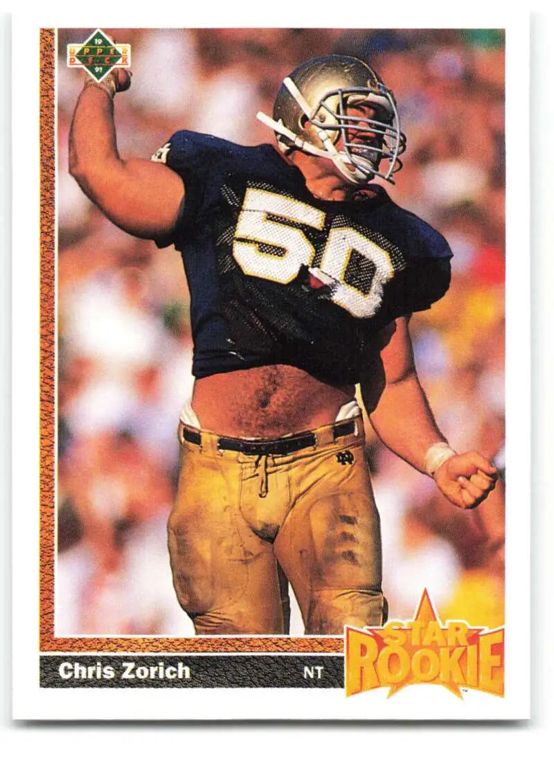 1991 Upper Deck #10 Chris Zorich NM-MT RC Rookie Chicago Bears Football Card - Football Card Single