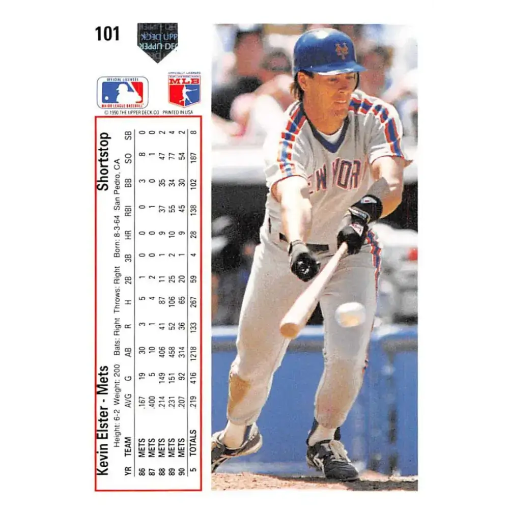1991 Upper Deck #101 Kevin Elster EX Excellent New York Mets Baseball Card - Baseball Card Single