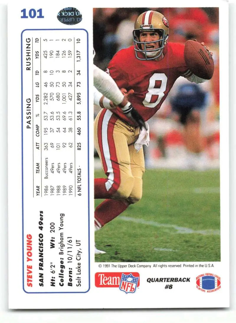 1991 Upper Deck #101 Steve Young NM-MT San Francisco 49ers Football Card - Football Card Single