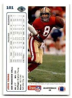 1991 Upper Deck #101b Steve Young - Football Card Single