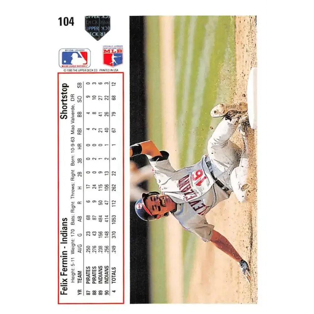 1991 Upper Deck #104 Felix Fermin NM-MT Cleveland Indians Baseball Card - Baseball Card Single