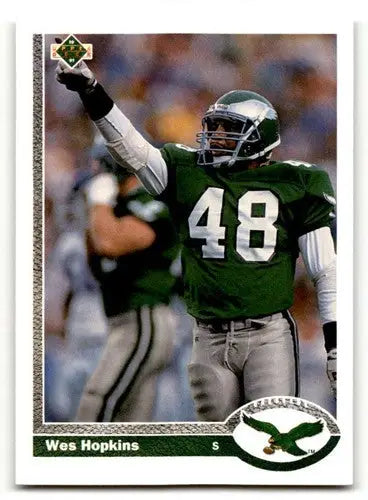 Original gloss football trading card of Wes Hopkins Philadelphia Eagles 1991 Upper Deck