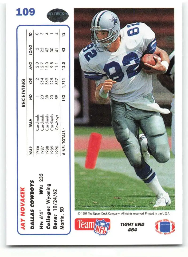 1991 Upper Deck #109 Jay Novacek NM-MT Dallas Cowboys Football Card - Football Card Single