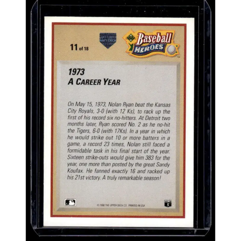 1991 Upper Deck #11 Nolan Ryan California Angels NM-MT Baseball Card - Baseball Card Single