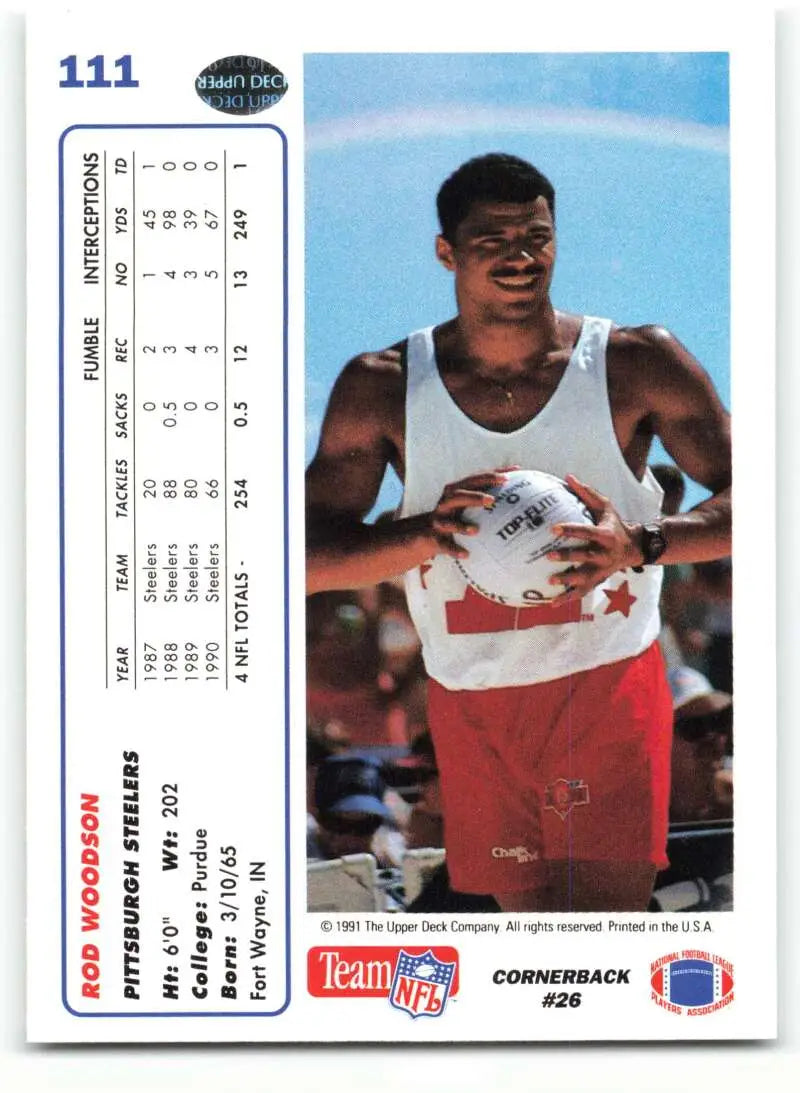 1991 Upper Deck #111 Rod Woodson NM-MT Pittsburgh Steelers Football Card - Football Card Single