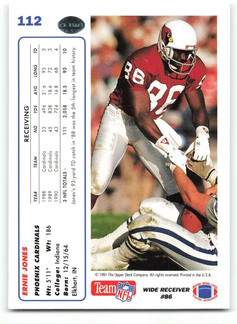 1991 Upper Deck #112 Ernie Jones NM-MT Phoenix Cardinals Football Card - Football Card Single