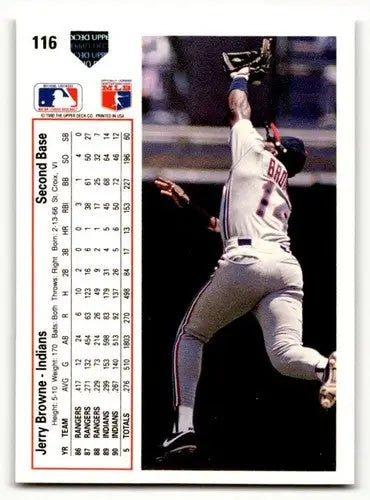 1991 Upper Deck #116 Jerry Browne Cleveland Indians Baseball Cards N ID:54278 - Baseball Card Single