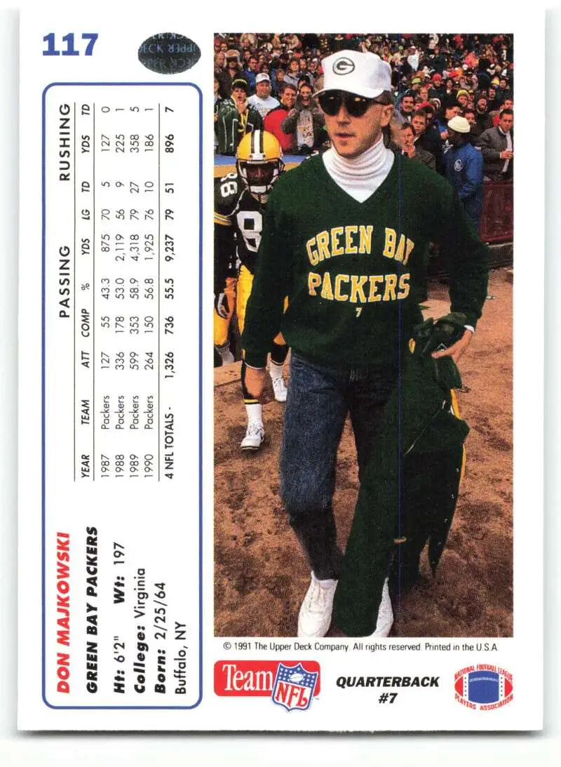 1991 Upper Deck #117 Don Majkowski NM-MT Green Bay Packers Football Card - Football Card Single