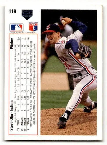 1991 Upper Deck #118 Steve Olin Cleveland Indians Baseball Cards EX/ ID:58196 - Baseball Card Single