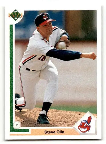 Original gloss of Steve Olin Cleveland Indians baseball card from 1991 Upper Deck