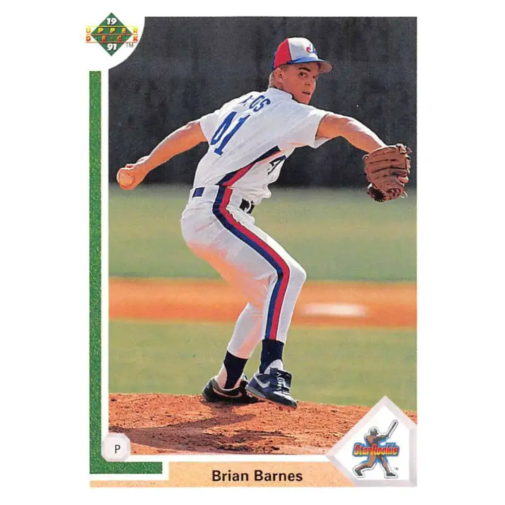 1991 Upper Deck #12 Brian Barnes EX Excellent RC Rookie Montreal Expos Baseball Card - Baseball Card Single