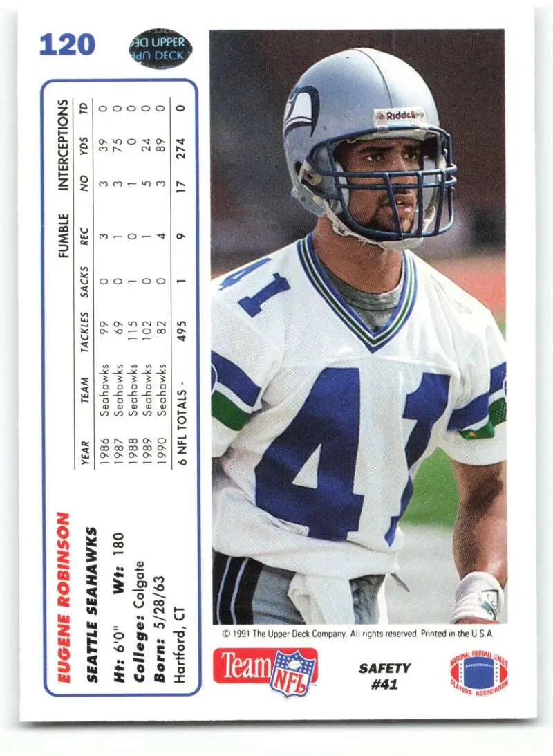1991 Upper Deck #120 Eugene Robinson NM-MT Seattle Seahawks Football Card - Football Card Single