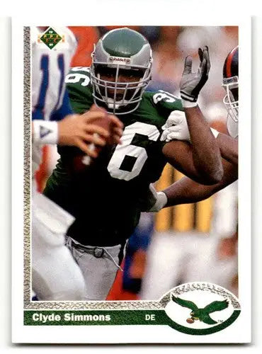 Vintage Clyde Simmons Philadelphia Eagles trading card from 1991 Upper Deck