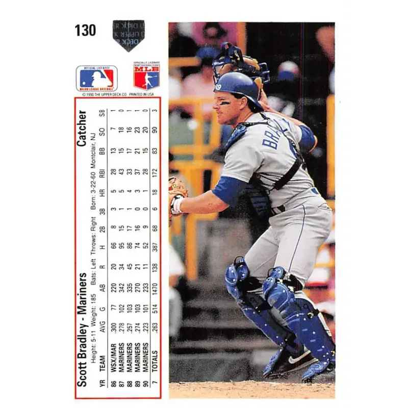 1991 Upper Deck #130 Scott Bradley EX Excellent Seattle Mariners Baseball Card - Baseball Card Single