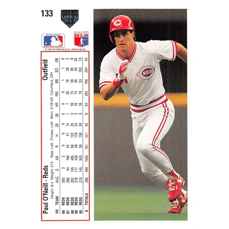 1991 Upper Deck #133 Paul O’Neill EX Excellent Cincinnati Reds Baseball Card - Baseball Card Single