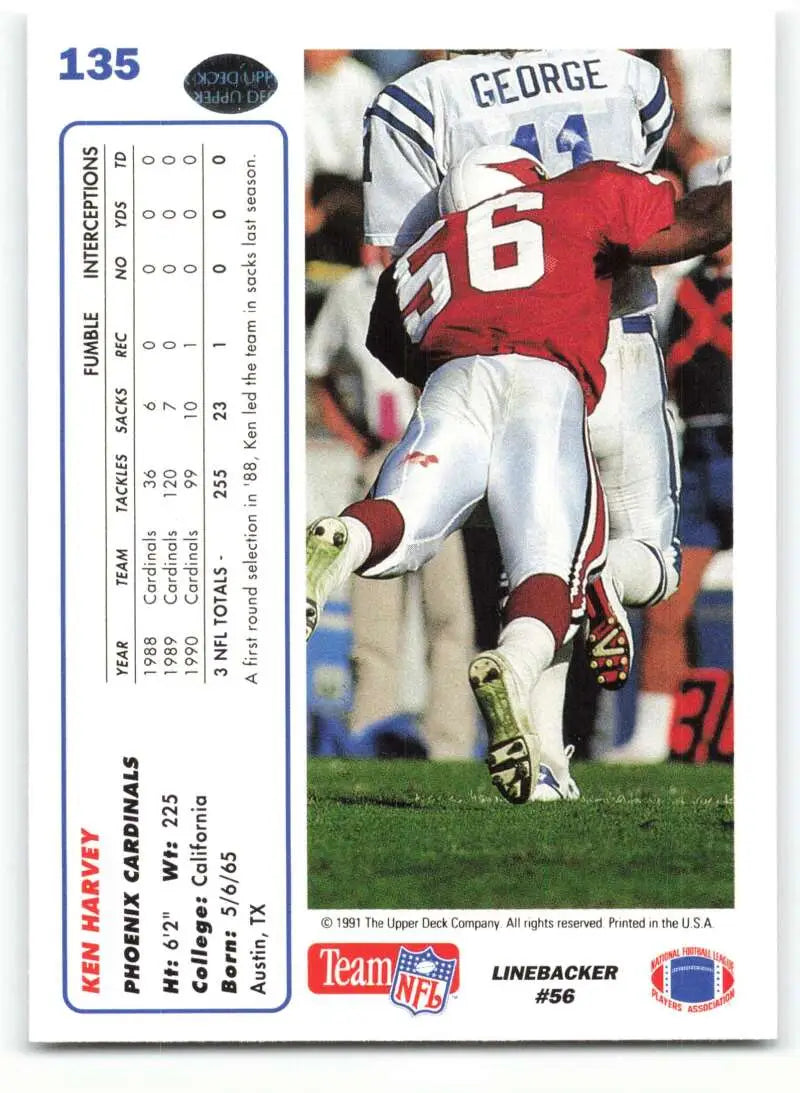 1991 Upper Deck #135 Ken Harvey NM-MT Phoenix Cardinals Football Card - Football Card Single