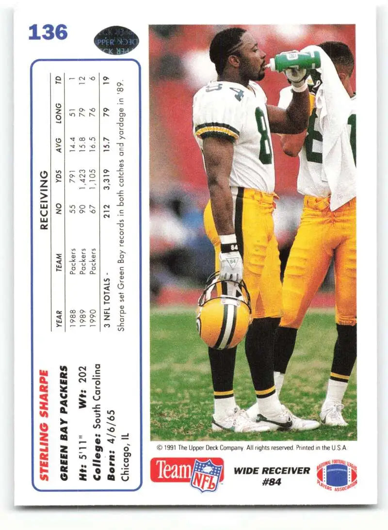 1991 Upper Deck #136 Sterling Sharpe NM-MT Green Bay Packers Football Card - Football Card Single
