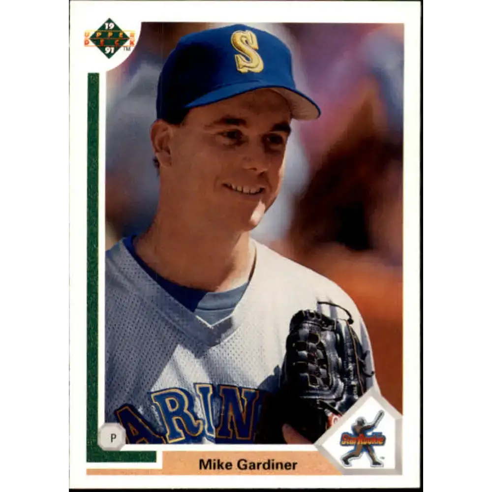 1991 Upper Deck #14 Mike Gardiner EX Excellent RC Rookie Seattle Mariners Baseball Card - Baseball Card Single