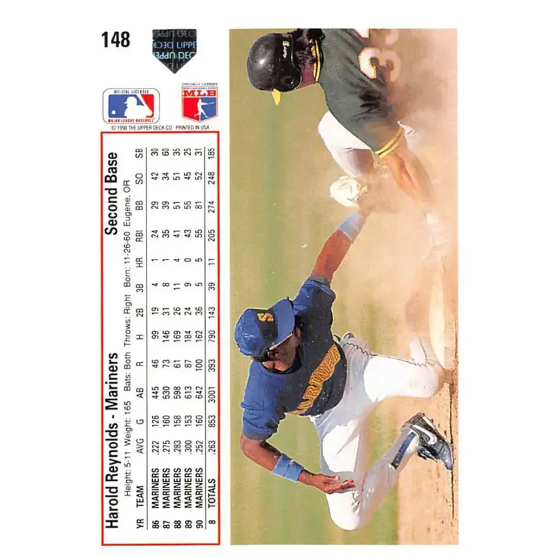 1991 Upper Deck #148 Harold Reynolds EX Excellent Seattle Mariners Baseball Card - Baseball Card Single