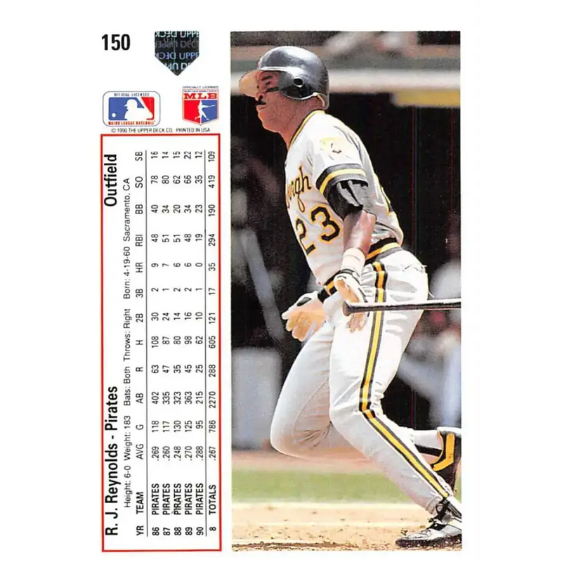 1991 Upper Deck #150 R.J. Reynolds EX Excellent Pittsburgh Pirates Baseball Card - Baseball Card Single