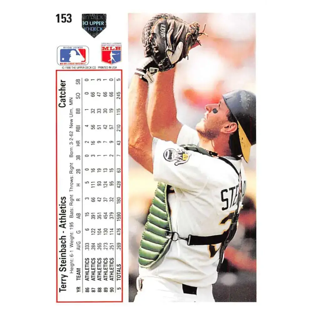 1991 Upper Deck #153 Terry Steinbach EX Excellent Oakland Athletics Baseball Card - Baseball Card Single