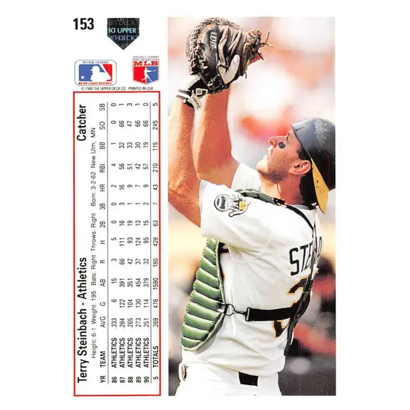 1991 Upper Deck #153 Terry Steinbach EX Excellent Oakland Athletics Baseball Card - Baseball Card Single