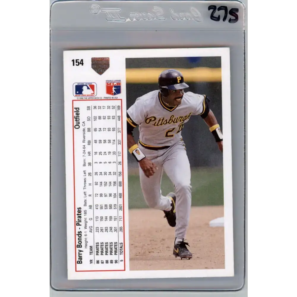 1991 Upper Deck #154 Barry Bonds EX Excellent Pittsburgh Pirates Baseball Card - Baseball Card Single